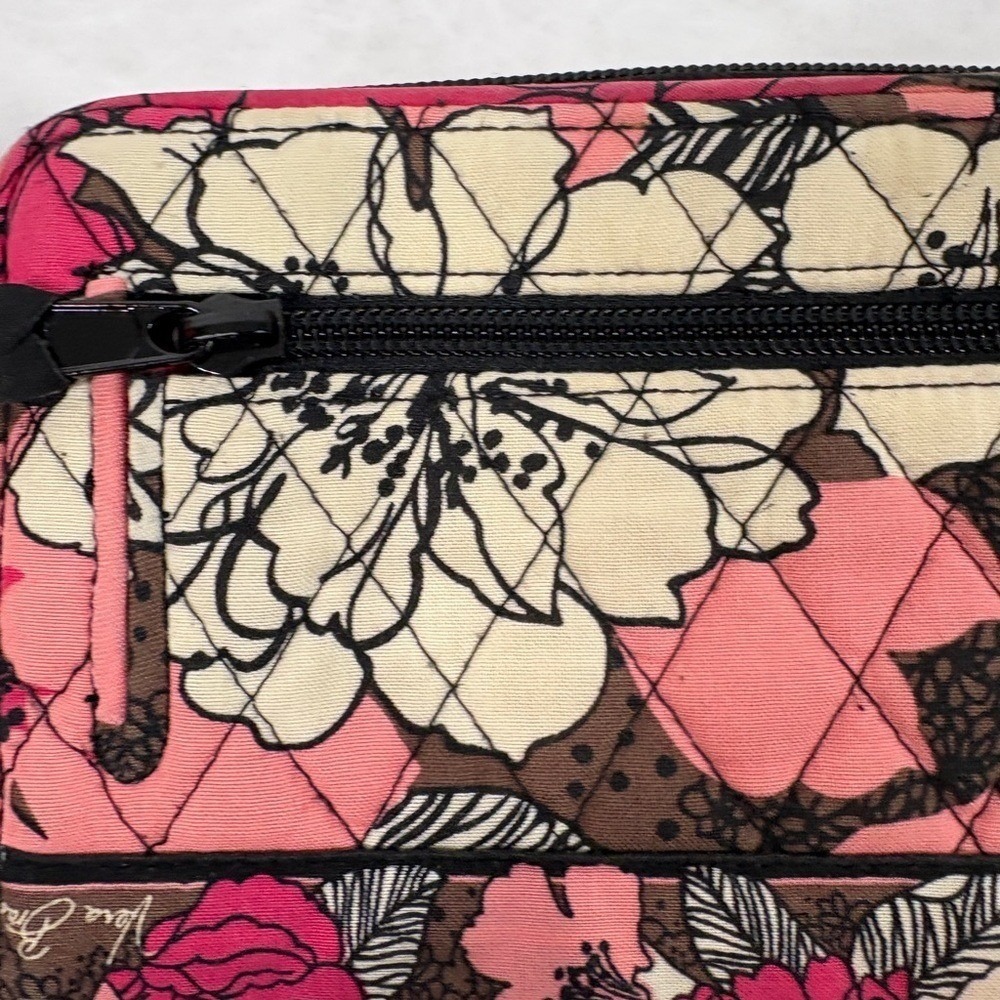Vera Bradley Quilted Floral Zip Wallet in Pink, Cream & Brown - Picture 5 of 7